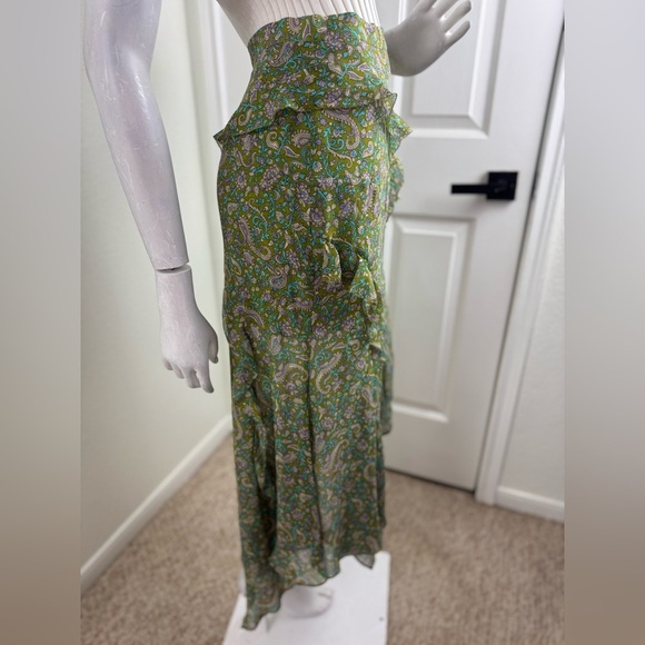 Veronica Beard Fern Paisley Eleonora Ruffle Midi Skir Size 2 - Picture 6 of 11